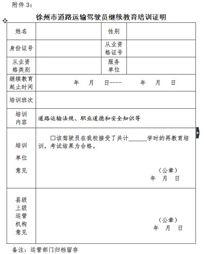 徐州市关于开展道路运输驾驶员继续教育的通知3 徐州市关于开展道路运输驾驶员继续教育的通知3